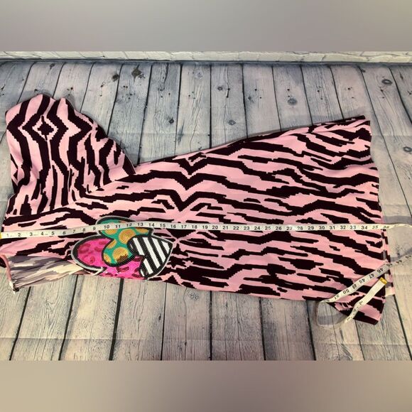 Rhode Tabitha Pink Purple Pixilated Zebra Print Hearts Applique Mini Dress S - Picture 15 of 15